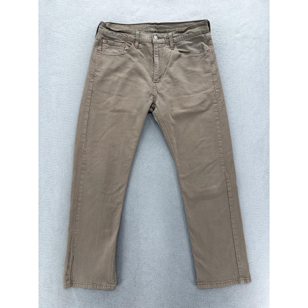 Levis 505 Jeans Mens 32x29 Beige Khaki Regular Straight Stretch Denim Pants